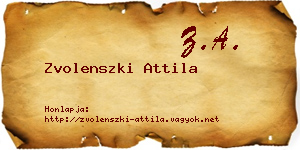 Zvolenszki Attila névjegykártya